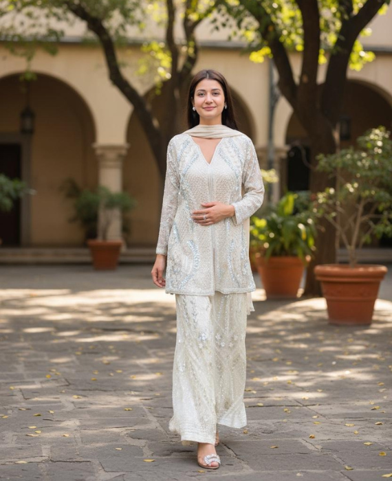 Elegant Ivory Sequin Elegance Suit