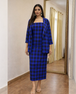 Woollen Oversized Blazer with Tube Dress