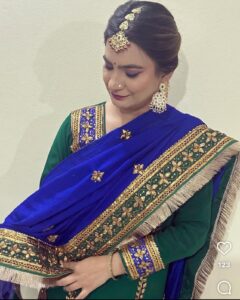Royal Blue Pure Crepe Designer Dogri Suit Set